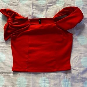 Red crop top shirt-MEDIUM/Love Culture